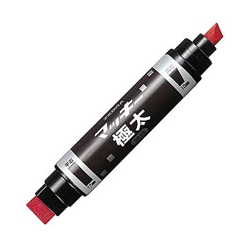 （まとめ） ゼブラ 油性マーカー マッキー極太 角芯太字+平芯極太 赤 MC-EB-450-R 1本 【×10セット】