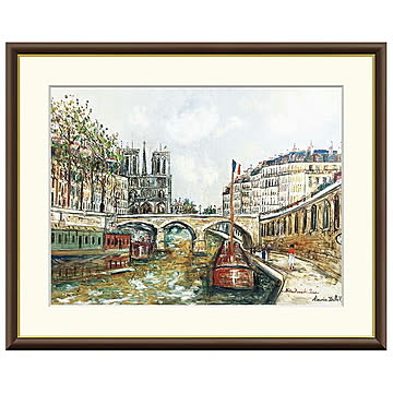 額絵 パリのノートルダムとセーヌ川 モーリス・ユトリロ 42x34cm 三幸