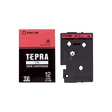 （まとめ）キングジム テプラTRテープ TC12R 赤に黒文字 12mm×3セット