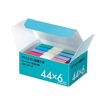 (まとめ) TANOSEE PETふせん 詰替用 44×6mm ダークカラー4色 1パック（10パッド） 【×10セット】