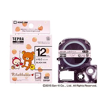 まとめ キングジム テプラ PROテープカートリッジ リラックマラベル 12mm いちごピンク/黒文字 SGR12BP 1個 ×10セット