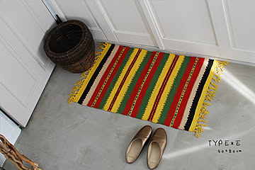 玄関マット ネイティブボーダー 50×80cm インド綿100％ 