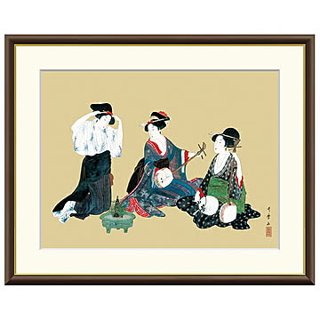 額絵 三美人図 喜多川歌麿 61x49.5cm 三幸