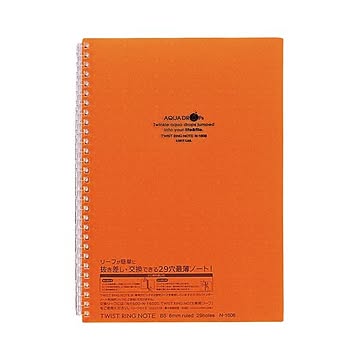 （まとめ） リヒトラブ AQUA DROPsツイストノート セミB5 29穴 B罫 30枚 橙 N-1608-4 1冊 ×30セット