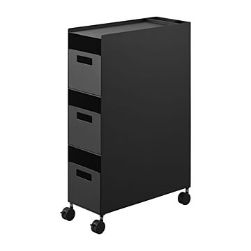 tower タワー (山崎実業) 収納バスケットワゴン 3段 サイドラック 棚 引き出し 収納 キッチン ランドリー 洗面所 キャスター 大容量 スチール