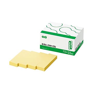 (まとめ) TANOSEE ふせん 75×25mm イエロー 1パック（20冊） 【×10セット】