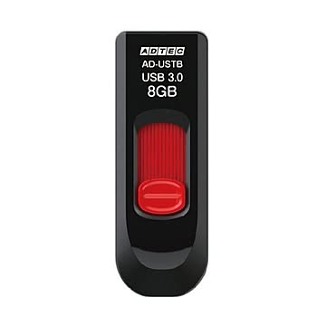 （まとめ）アドテック USB3.0スライド式フラッシュメモリ 8GB ブラック&レッド AD-USTB8G-U3R 1個【×3セット】