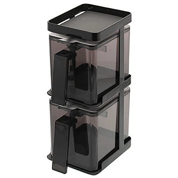 tower タワー(山崎実業) 調味料ストッカー2個&ラック3段セット タワー 2 SEASONING STOCKERS & SLIM RACK  調味料入れ 省スペース キッチン