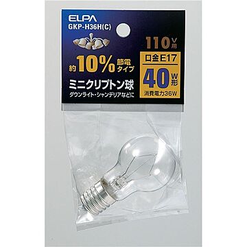 （まとめ） ELPA ミニクリプトン球 電球 40W形 E17 クリア GKP-H36H（C） 【×30セット】