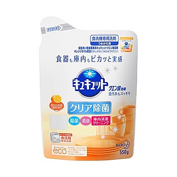 （まとめ）花王 食器洗い乾燥機専用キュキュットクエン酸効果 オレンジオイル配合 つめかえ用 550g 1個【×10セット】