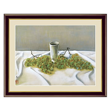 アート 額絵 葡萄と茶碗 速水 御舟 本紙サイズ F4(約31x23cm) 額サイズ 42x34cm 三幸