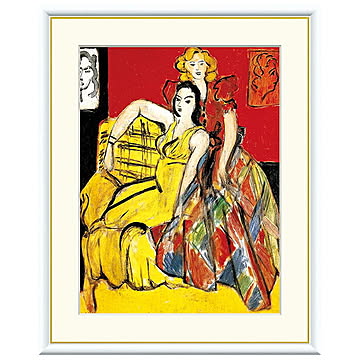 額絵 二人の少女、黄色いドレスとタータンドレス アンリ・マティス 42x34cm 三幸