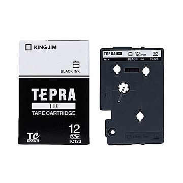 (まとめ) キングジム テプラ TR テープカートリッジ 12mm 白／黒文字 TC12S 1個 【×10セット】