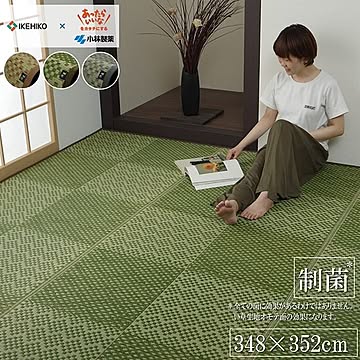 小林製薬 KOBA-GUARD 敷物 花ござ 市松模様抗菌防臭 江戸間8畳 グリーン 約348×352cm