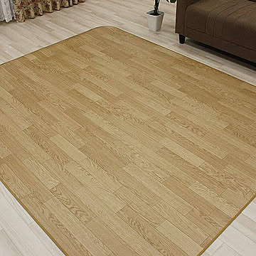 ゆうあい ダイニングラグ ライトオーク 約200×200cm 拭ける 撥水 木目 Y 子供・ペット用 傷防止