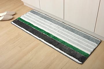 マイクロボーダー キッチンマット 約45×120cm ネイビー ベージュ マイクロファイバー 洗える