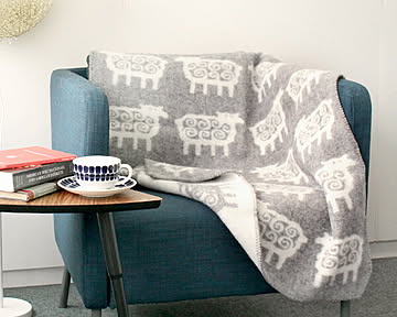 クリッパン(KLIPPAN) 240301 シープ ウールハーフブランケット90×130cm グレイ