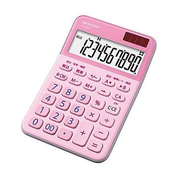 （まとめ）シャープ カラー・デザイン電卓 10桁ミニナイスサイズ ピンク EL-M335-PX 1台【×5セット】
