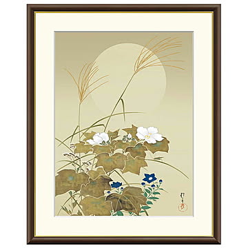 額絵 秋草に螽斯図 酒井抱一 42x34cm 三幸