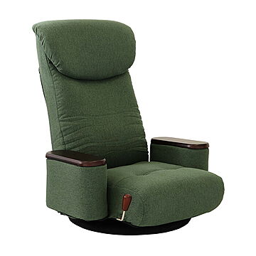 ヤマソロ 松風 リクライニング ハイバック 座椅子 グリーン 肘掛け付き 収納付 完成品 1年保証
