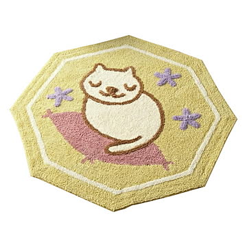 XO63　八角玄関マット　居眠りねこ　70×70cm