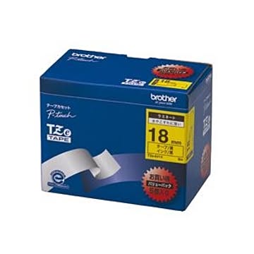 TZeテープ（ラミネートテープ） ピータッチ専用テープ（バリューパック） 黄（黒文字） 18mm 5個入
