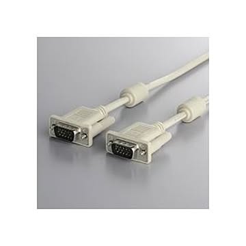 （まとめ） バッファロー ディスプレイケーブル 極細 フェライトコア付 D-Sub15pinオス アイボリー 5m BSDCV50 1本 【×2セット】