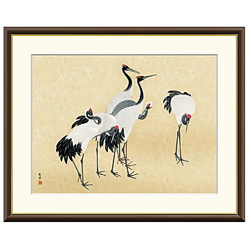 額絵 群鶴図 円山応挙 42x34cm 三幸
