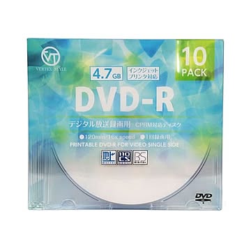 (まとめ)VERTEX DVD-R(Video with CPRM) 1回録画用 120分 1-16倍速 10P インクジェットプリンタ対応(ホワイト) DR-120DVX.10CA×10セット