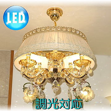アンティーク・ガレ 新品 キャンドル5灯 LED クリスタル シャンデリア