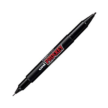 (まとめ) 三菱鉛筆 水性マーカー プロッキー 細字丸芯+極細 黒 PM120T.24 1本 【×50セット】