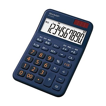 (まとめ) シャープ カラー・デザイン電卓 10桁ミニナイスサイズ ネイビー EL-M335-KX 1台 【×10セット】