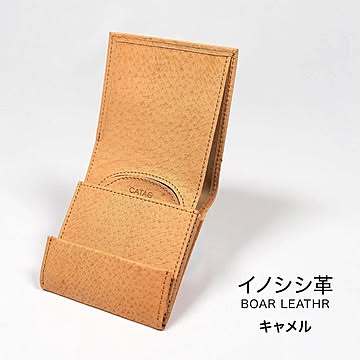 CATAe 小さく 薄い 財布 イノシシ革 財布 メンズ 二つ折り