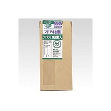 （まとめ） オキナ ワンタッチマドアキ封筒 WN32KE 茶 100枚入 【×2セット】