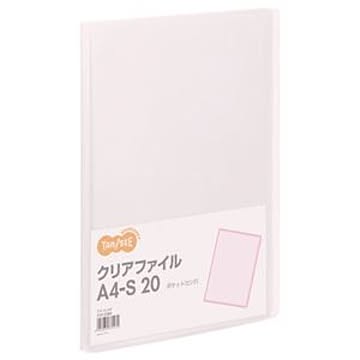 （まとめ） TANOSEE クリアファイル A4タテ 20ポケット 背幅14mm ピンク 1冊 【×40セット】