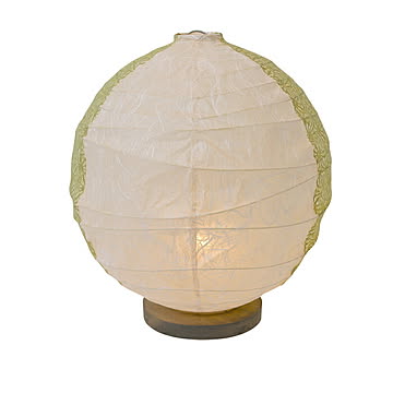 和風 照明 テーブルライト B-25 雲龍ベージュx麻葉萌葱(2面) 電球付属 Φ250mmx高さ280mm 彩光デザイン