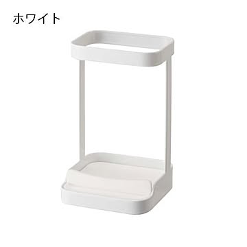 山崎実業 ヘアーアイロンスタンド タワー 耐熱トレー付き ホワイト