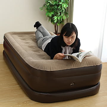 谷村実業 電動エアーベッド シングル 完成品 収納袋付き TAN-876S