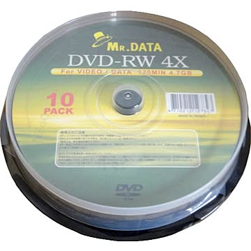 データ用DVD-RW 4.7GB 4倍速 10枚入 DVD-RW47-4X10PS×20P 20個セット