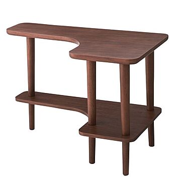 北欧調サイドテーブル ウォールナット 木製 棚付き 幅80cm NYT-781WAL