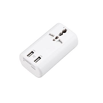 【5個セット】 YAZAWA 海外用マルチ変換プラグ USB付 3.1A 白 HPM53AWHX5