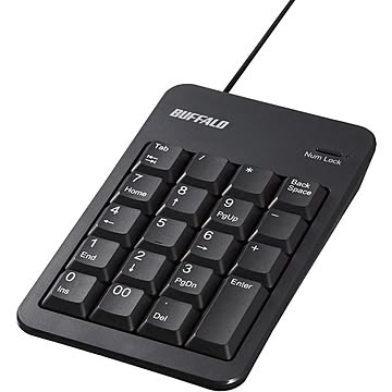 バッファロー 有線テンキーボード Tabキー付き 簡易パッケージモデル ブラック BSTK100BKZ