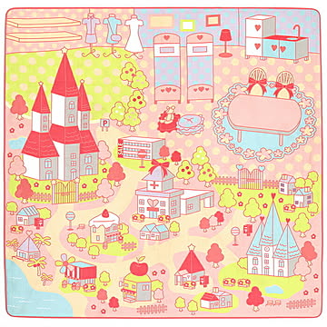 萩原 洗えるキッズラグ プリンセスタウン2 約190×190cm