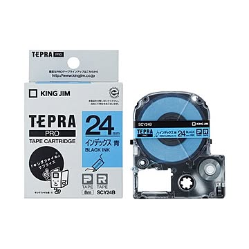 （まとめ） キングジム テプラPROテープ SCY24B 青に黒文字 24mm×10セット