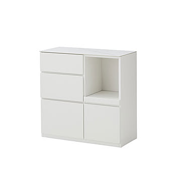 キッチンカウンター 収納棚 レンジ台 90 完成品 コンパクト 日本製 おしゃれ モダン シンプル 高級感 ホテルライク 下収納 作業台 石目調 トースター 食器