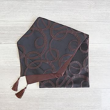 テーブルランナー 和風 モダン 茶 ブラウン 輪つなぎ柄 テーブルセンター 1308WUJ002
