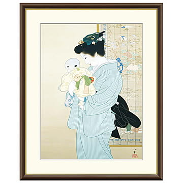 額絵 母子 上村松園 52x42cm 三幸