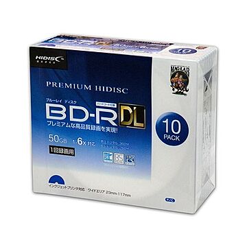 （まとめ）PREMIUM HIDISC BD-R DL 1回録画 6倍速 50GB 10枚 スリムケース ×10個セット HDVBR50RP10SCX10