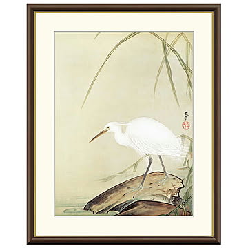 額絵 芦に白鷺 菱田春草 52x42cm 三幸