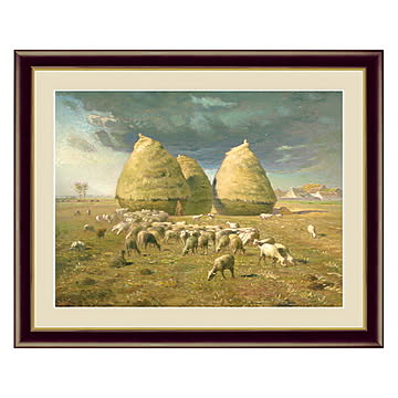 アート 額絵 秋 積み藁 ミレー 本紙サイズ F4(約31x23cm) 額サイズ 42x34cm 三幸